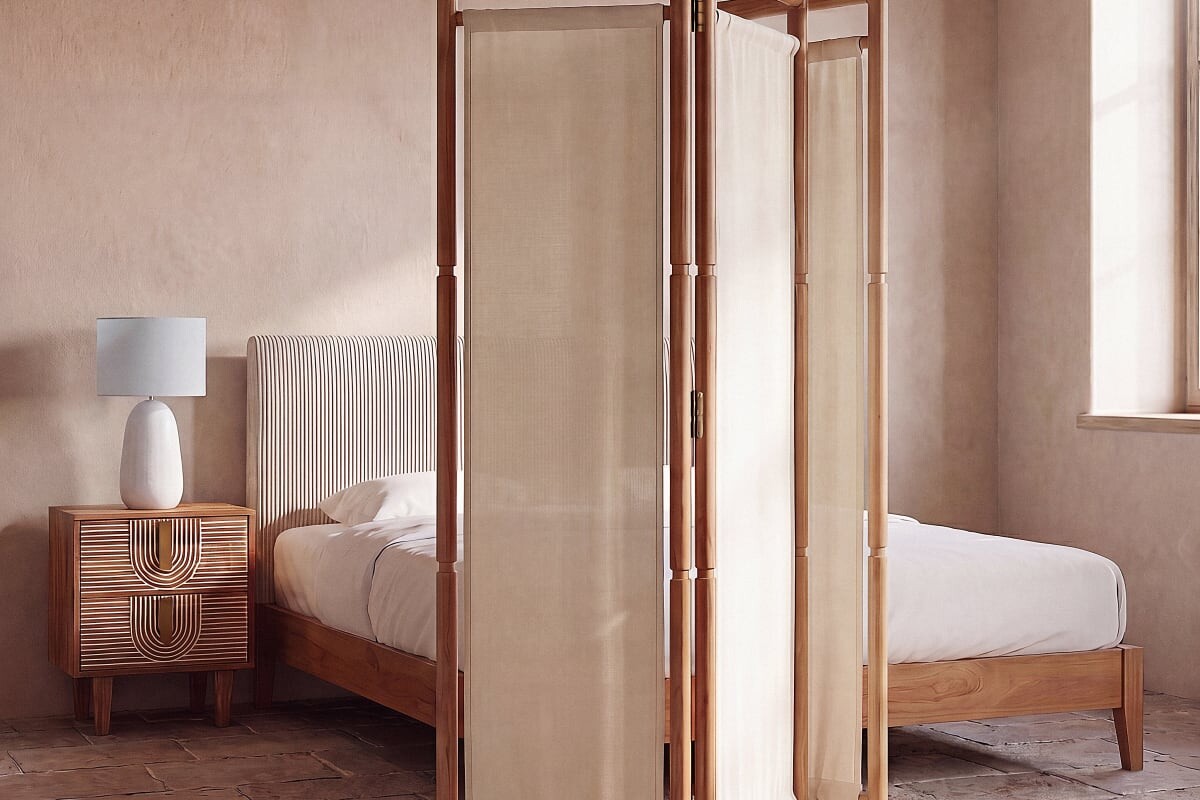 Paravento Maisons du Monde LUCAS ambientato nel soggiorno