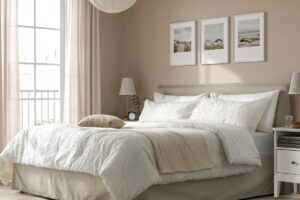 Letto matrimoniale con trapunta bianca SVÄMNIL IKEA a rombi in ciniglia