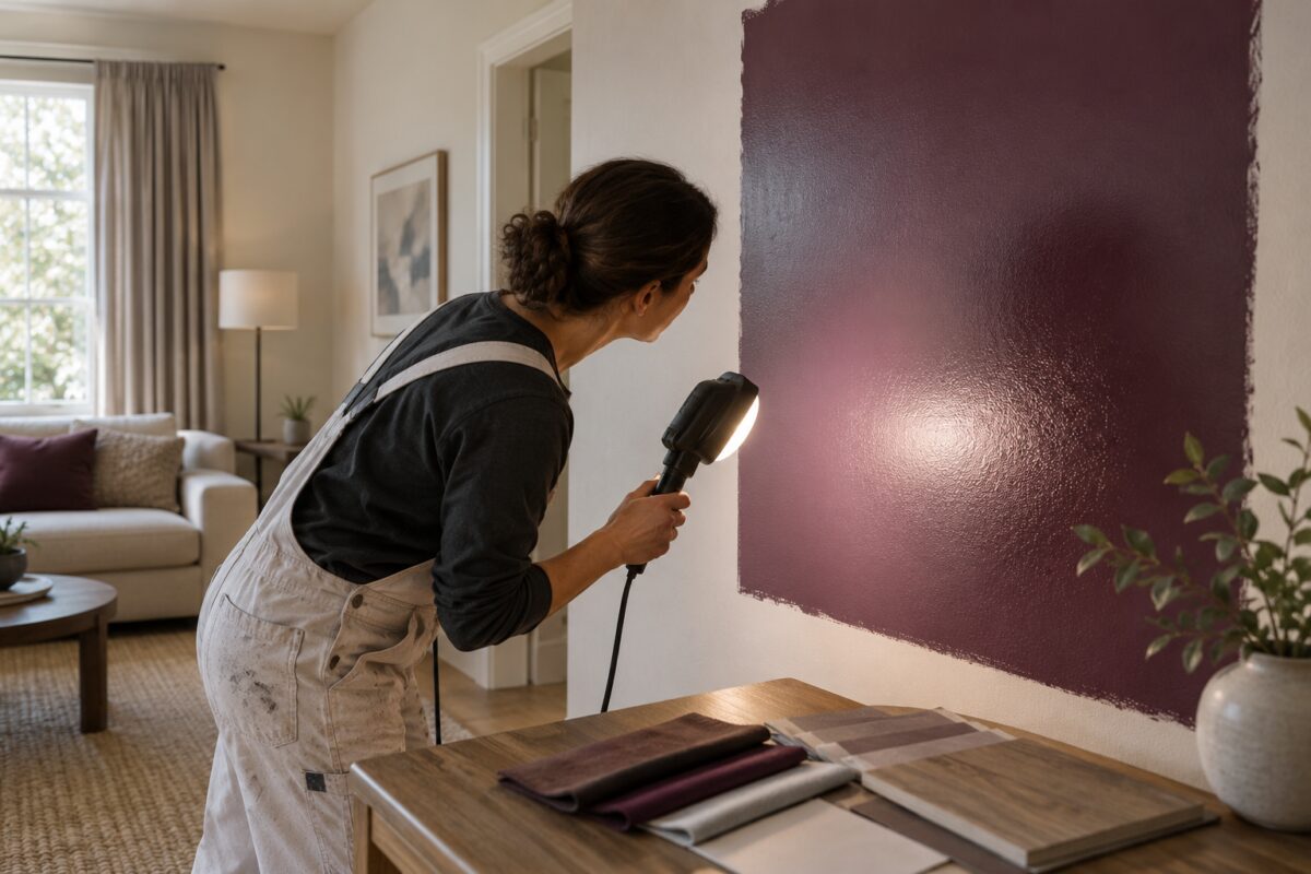 Prova di pittura lucida su una parete perfettamente preparata