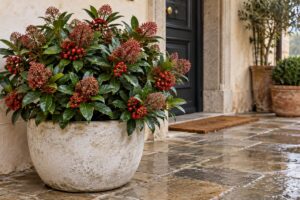 Come bagnare la Skimmia quando le notti diventano fredde: la regola per evitare radici fradice