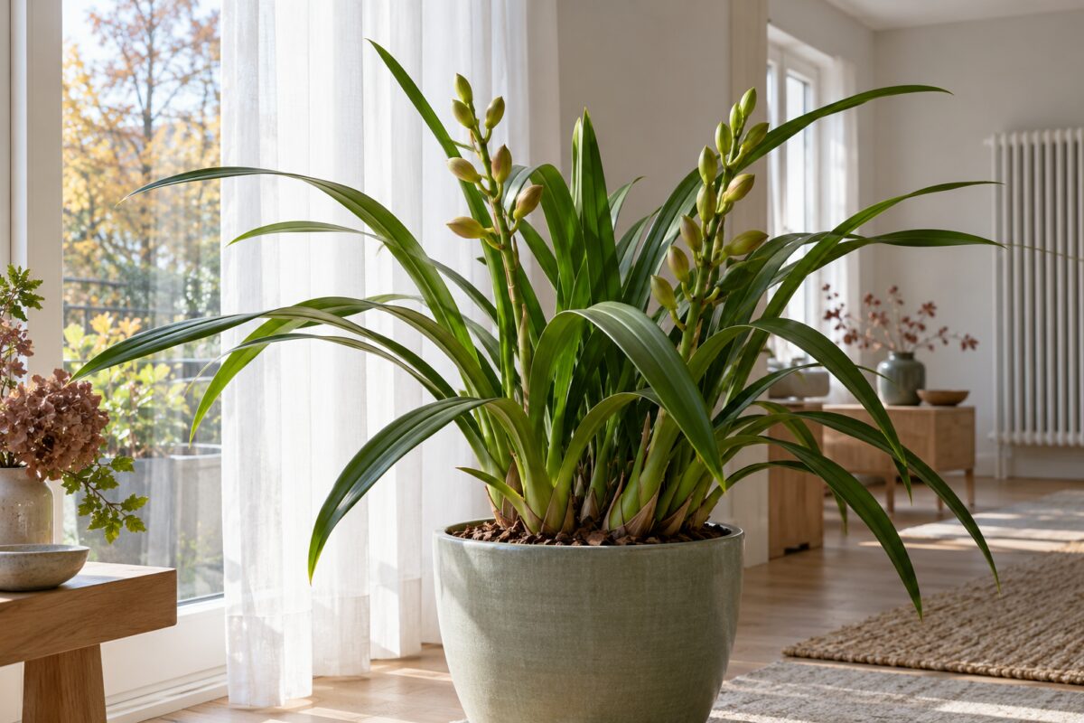 Cymbidium in una stanza luminosa lontano dal termosifone