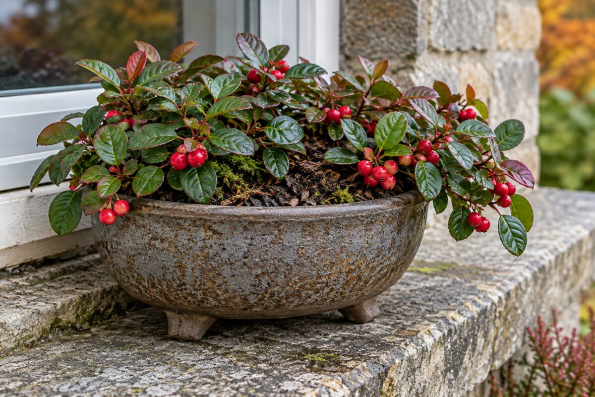 Gaultheria in vaso rialzato con terreno acido e drenaggio libero