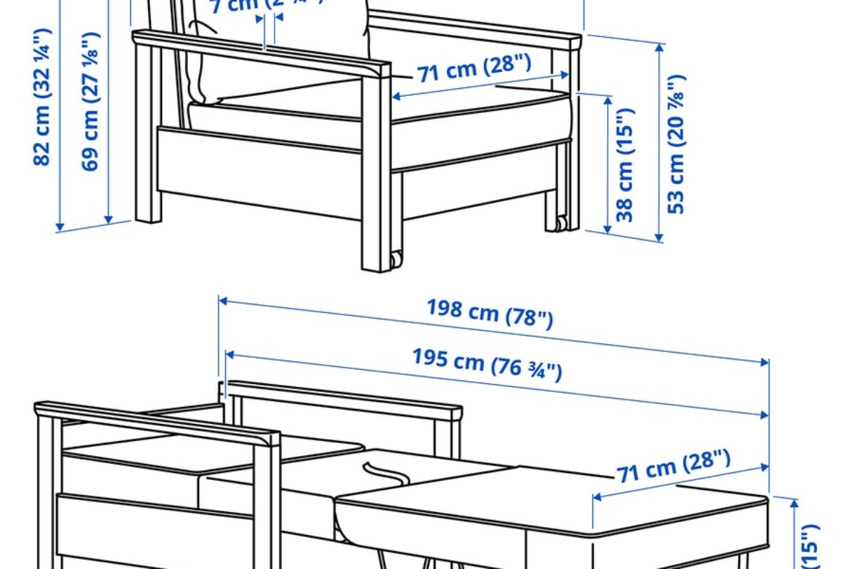 Poltrona letto TORNSBORG di IKEA in beige e pino in un angolo studio