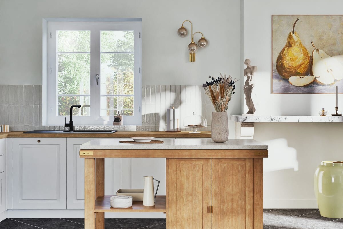 Isola da cucina Maisons du Monde DELVIN inserita in un ambiente arredato